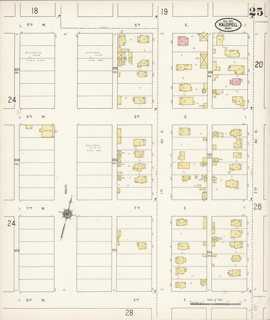 Sanborn Fire Insurance Map from Kalispell, Flathead County, Montana (1910), Sheet #0025 - Historic Sanborn Fire Insurance Map Print, vintage old map wall art, antique decor, genealogy gift, Montana Montana map