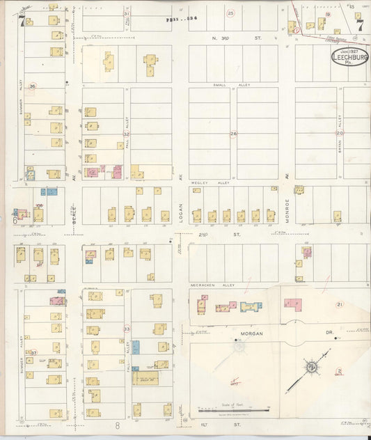 Sanborn Fire Insurance Map from Leechburg, Armstrong County, Pennsylvania (1943), Sheet #0007 - Historic Sanborn Fire Insurance Map Print, vintage old map wall art, antique decor, genealogy gift, Pennsylvania Pennsylvania map