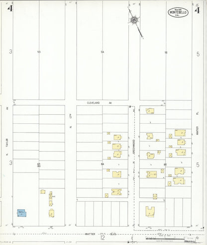 Sanborn Fire Insurance Map from Montebello, Los Angeles County, California (1925), Sheet #0004 - Complete Map Set gallery image, historic Sanborn map, vintage wall art, California California