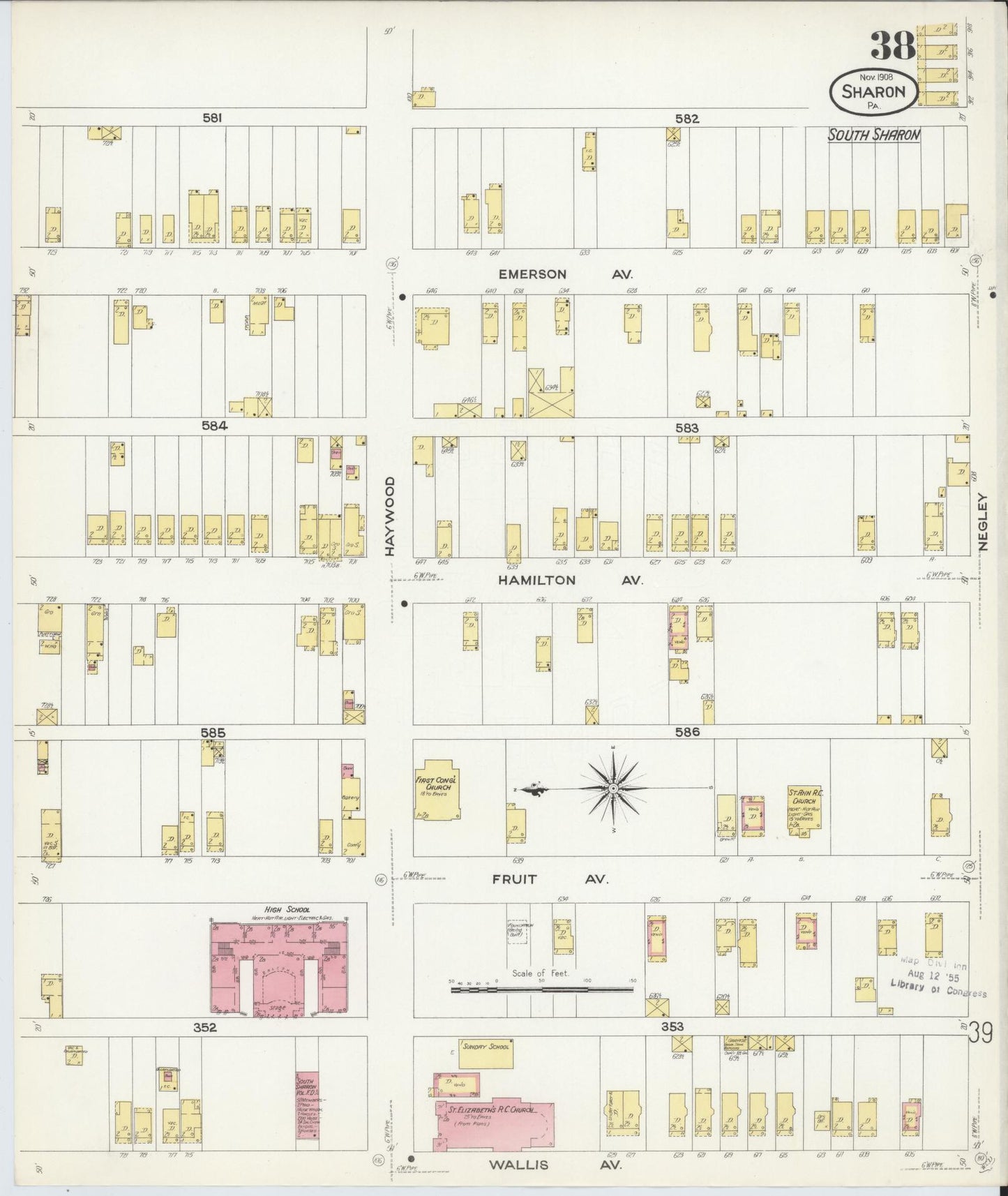 Sanborn Fire Insurance Map from Sharon, Mercer County, Pennsylvania (1908), Sheet #0038 - Complete Map Set gallery image, historic Sanborn map, vintage wall art, Pennsylvania Pennsylvania