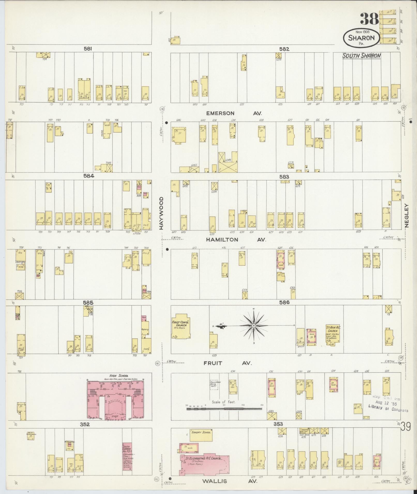 Sanborn Fire Insurance Map from Sharon, Mercer County, Pennsylvania (1908), Sheet #0038 - Complete Map Set gallery image, historic Sanborn map, vintage wall art, Pennsylvania Pennsylvania