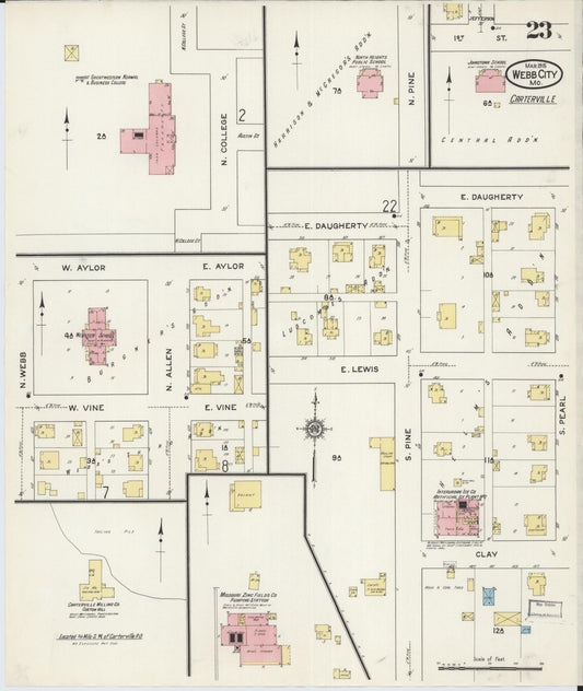 Sanborn Fire Insurance Map from Webb City, Jasper County, Missouri (1915), Sheet #0023 - Historic Sanborn Fire Insurance Map Print, vintage old map wall art, antique decor, genealogy gift, Missouri Missouri map