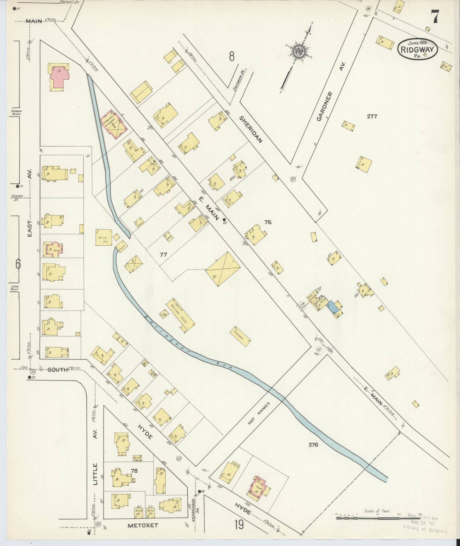 Sanborn Fire Insurance Map from Ridgway, Elk County, Pennsylvania (1915), Sheet #0007 - Complete Map Set gallery image, historic Sanborn map, vintage wall art, Pennsylvania Pennsylvania