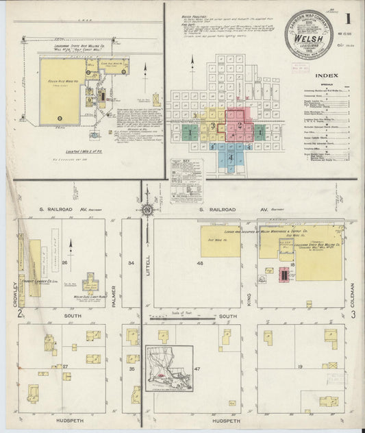 Sanborn Fire Insurance Map from Welsh, Jefferson Davis Parish, Louisiana. (1915) – Historic Sanborn Fire Insurance Map Print