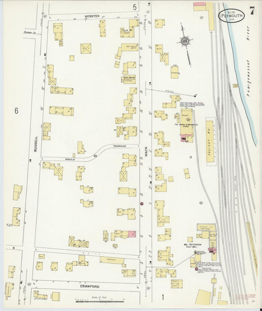 Sanborn Fire Insurance Map from Plymouth, Grafton County, New Hampshire (1911), Sheet #0007 - Historic Sanborn Fire Insurance Map Print, vintage old map wall art, antique decor, genealogy gift, New Hampshire New Hampshire map