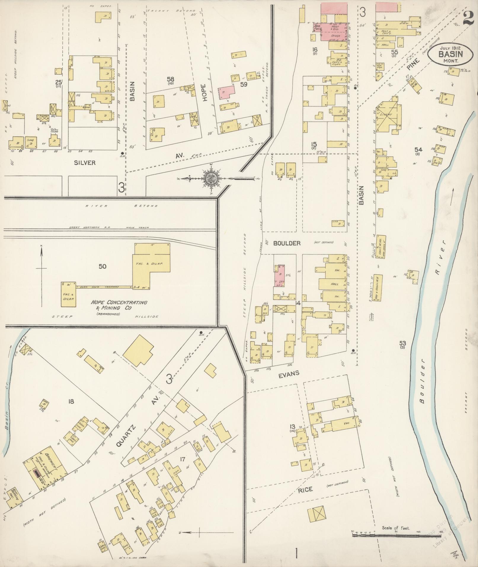 Sanborn Fire Insurance Map from Basin, Jefferson County, Montana (1912), Sheet #0002 - Historic Sanborn Fire Insurance Map Print, vintage old map wall art, antique decor, genealogy gift, Montana Montana map