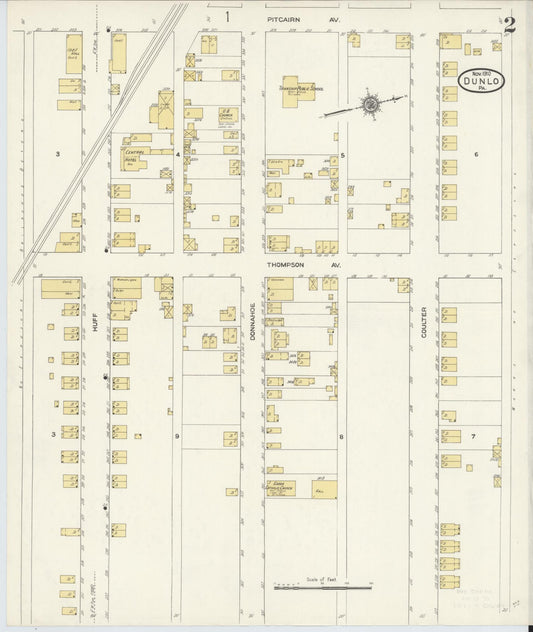 Sanborn Fire Insurance Map from Dunlo, Cambria County, Pennsylvania (1910), Sheet #0002 - Historic Sanborn Fire Insurance Map Print, vintage old map wall art, antique decor, genealogy gift, Pennsylvania Pennsylvania map