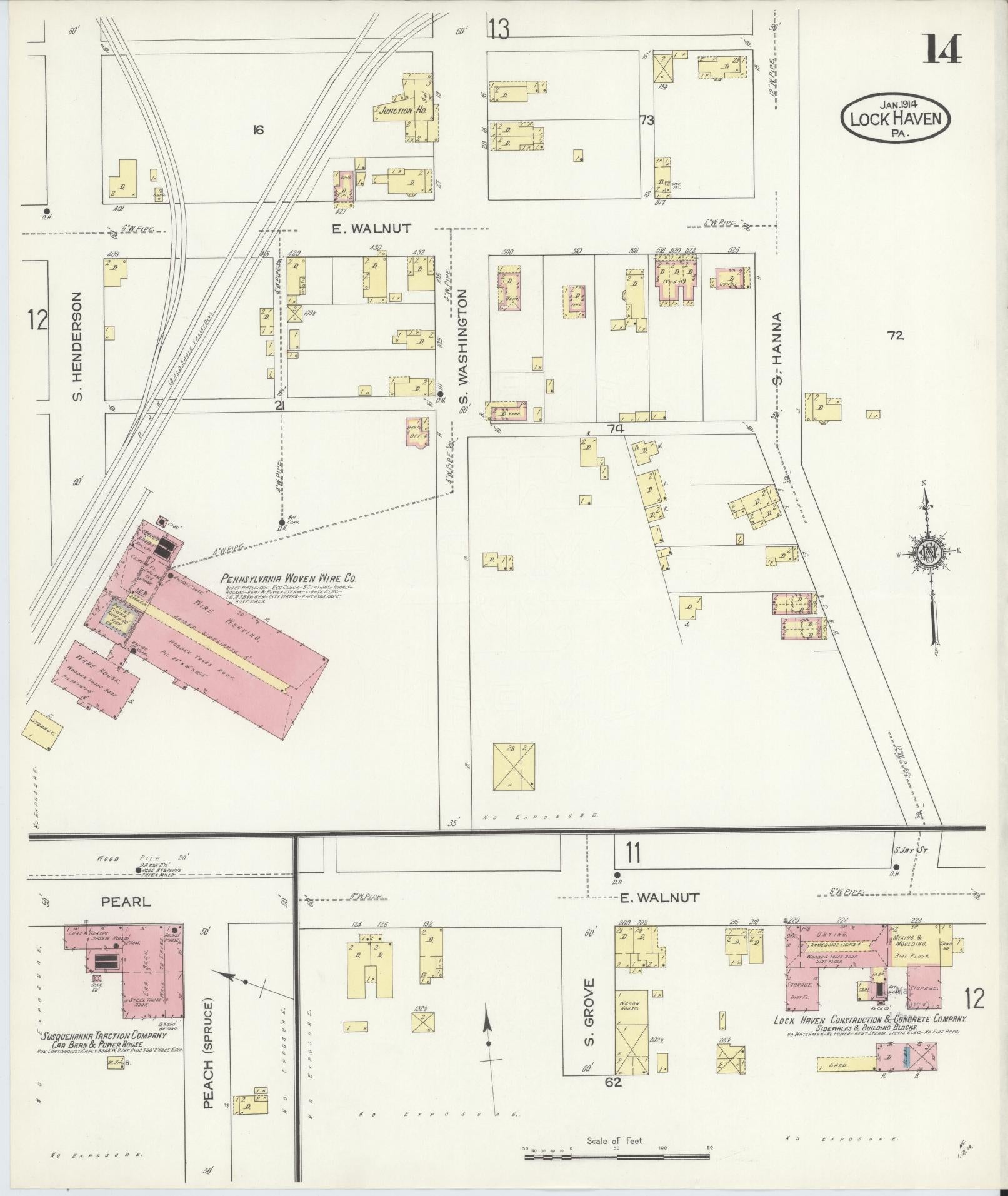 Sanborn Fire Insurance Map from Lock Haven, Clinton County, Pennsylvania (1914), Sheet #0014 - Complete Map Set gallery image, historic Sanborn map, vintage wall art, Pennsylvania Pennsylvania