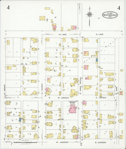 Sanborn Fire Insurance Map from New Carlisle, Clarke County, Ohio (1926), Sheet #0004 - Historic Sanborn Fire Insurance Map Print, vintage old map wall art, antique decor, genealogy gift, Ohio Ohio map