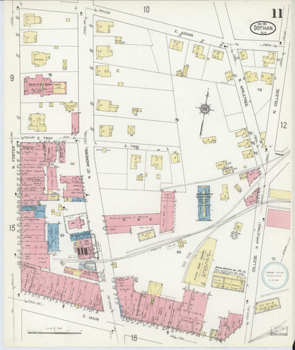 Sanborn Fire Insurance Map from Dothan, Houston County, Alabama (1912), Sheet #0011 - Complete Map Set gallery image, historic Sanborn map, vintage wall art, Alabama Alabama