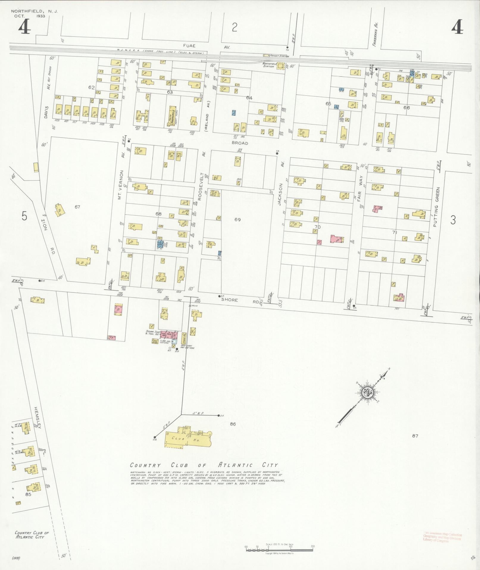 Sanborn Fire Insurance Map from Northfield, Atlantic County, New Jersey (1933), Sheet #0004 - Complete Map Set gallery image, historic Sanborn map, vintage wall art, New Jersey New Jersey