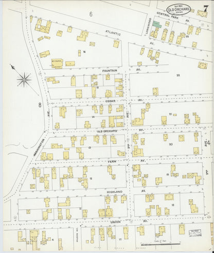 Sanborn Fire Insurance Map from Old Orchard, York County, Maine (1904), Sheet #0007 - Complete Map Set gallery image, historic Sanborn map, vintage wall art, Maine Maine