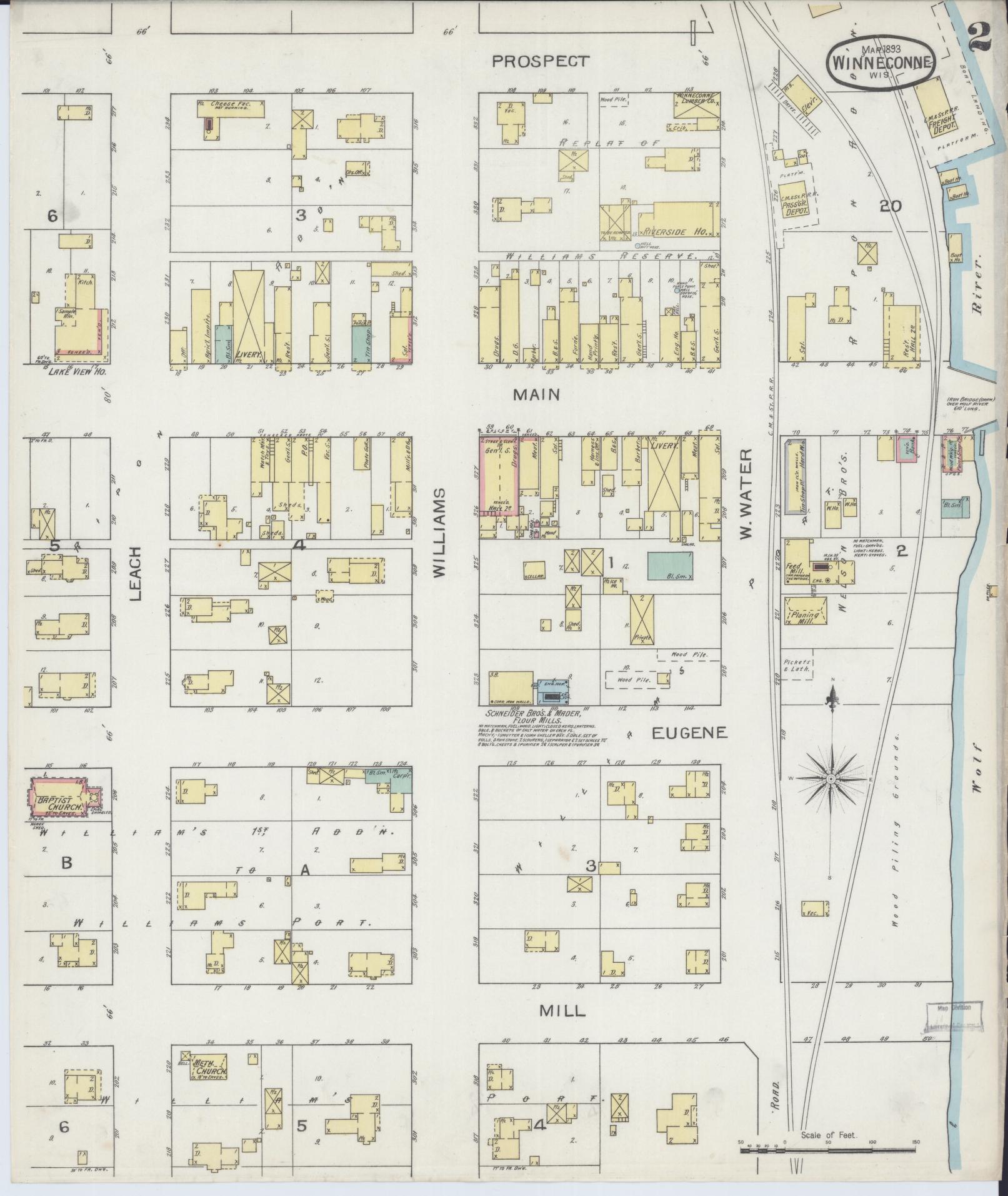 Sanborn Fire Insurance Map from Winneconne, Winnebago County, Wisconsin (1893), Sheet #0002 - Complete Map Set gallery image, historic Sanborn map, vintage wall art, Wisconsin Wisconsin
