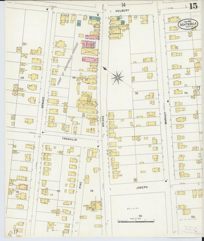 Sanborn Fire Insurance Map from Ashtabula, Ashtabula County, Ohio (1898), Sheet #0015 - Historic Sanborn Fire Insurance Map Print, vintage old map wall art, antique decor, genealogy gift, Ohio Ohio map