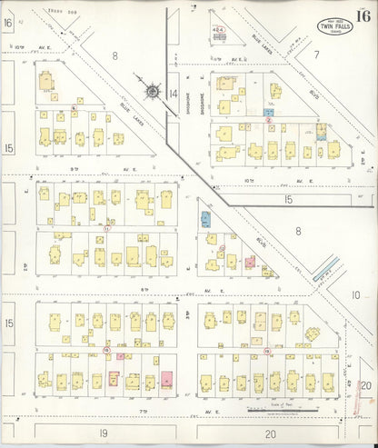 Sanborn Fire Insurance Map from Twin Falls, Twin Falls County, Idaho (1949), Sheet #0016 - Complete Map Set gallery image, historic Sanborn map, vintage wall art, Falls Idaho