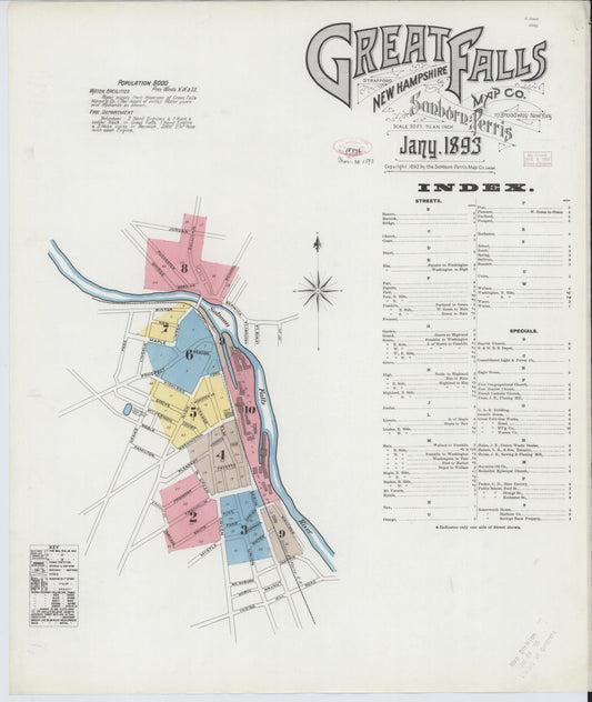 Sanborn Fire Insurance Map from Great Falls, Strafford County, New Hampshire. (1893) – Historic Sanborn Fire Insurance Map Print