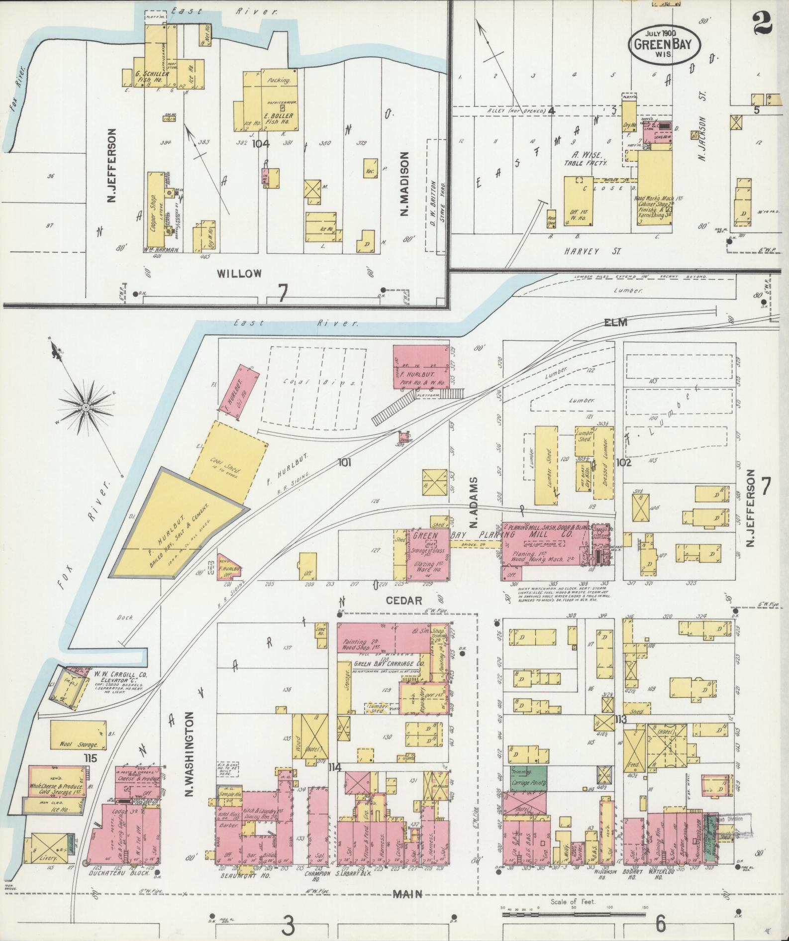 Sanborn Fire Insurance Map from Green Bay, Brown County, Wisconsin (1900), Sheet #0002 - Complete Map Set gallery image, historic Sanborn map, vintage wall art, Wisconsin Wisconsin