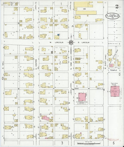 Sanborn Fire Insurance Map from Plainfield, Hendricks County, Indiana (1920), Sheet #0002 - Historic Sanborn Fire Insurance Map Print, vintage old map wall art, antique decor, genealogy gift, Indiana Indiana map