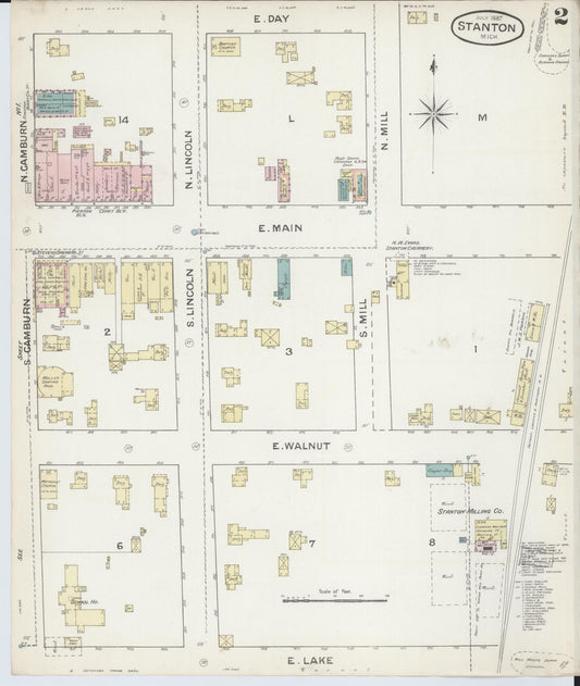 Sanborn Fire Insurance Map from Stanton, Montcalm County, Michigan (1887), Sheet #0002 - Historic Sanborn Fire Insurance Map Print, vintage old map wall art, antique decor, genealogy gift, Michigan Michigan map