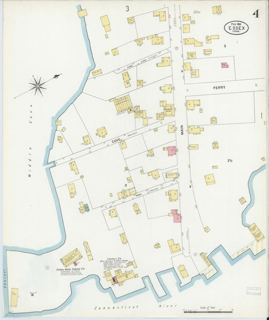 Sanborn Fire Insurance Map from Essex, Middlesex County, Connecticut (1908), Sheet #0004 - Historic Sanborn Fire Insurance Map Print, vintage old map wall art, antique decor, genealogy gift, Connecticut Connecticut map
