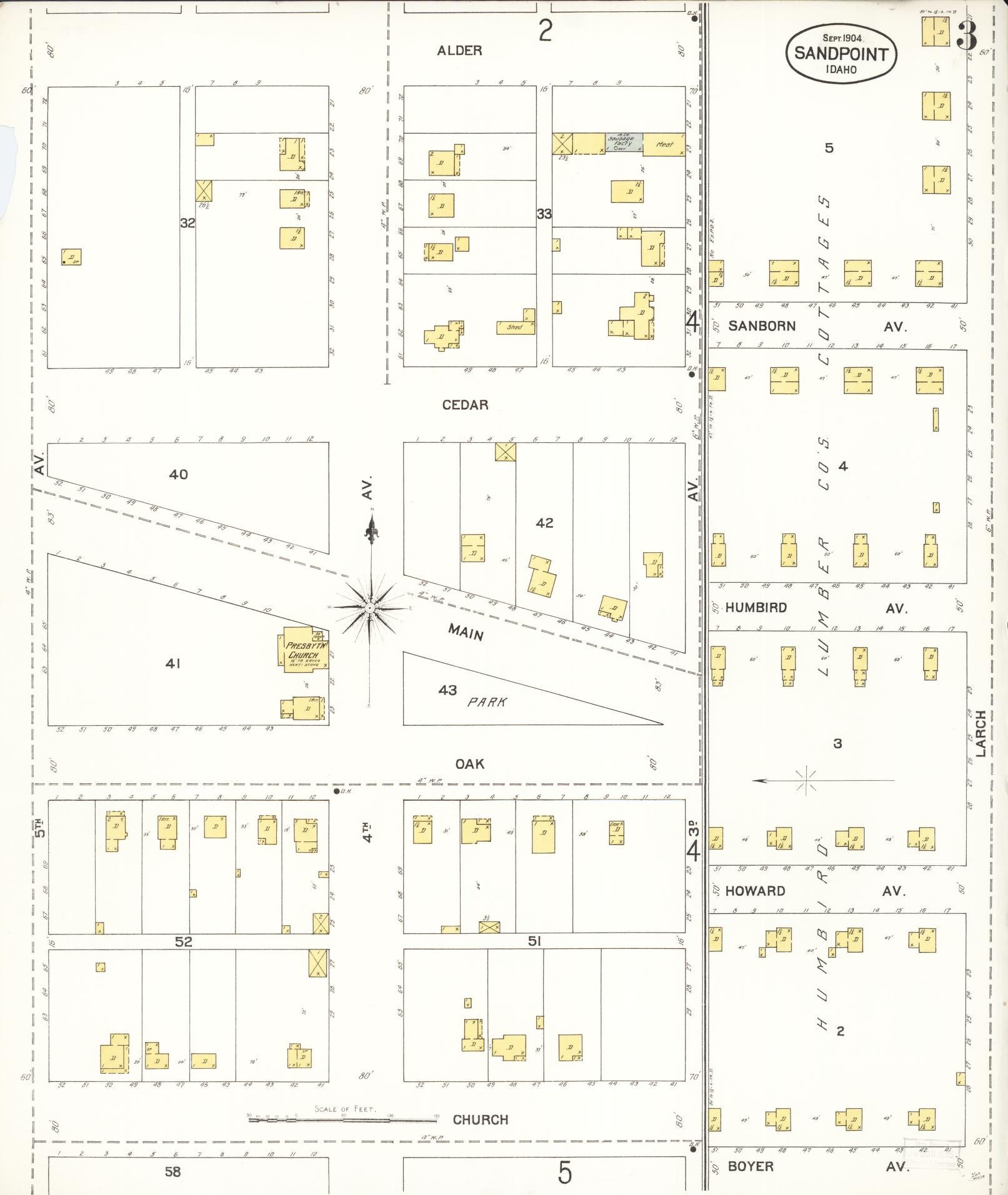 Sanborn Fire Insurance Map from Sandpoint, Bonner County, Idaho (1904), Sheet #0003 - Complete Map Set gallery image, historic Sanborn map, vintage wall art, Idaho Idaho