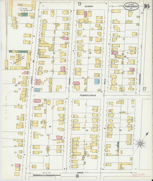 Sanborn Fire Insurance Map from Port Jervis, Orange County, New York (1900), Sheet #0016 - Historic Sanborn Fire Insurance Map Print, vintage old map wall art, antique decor, genealogy gift, New York New York map