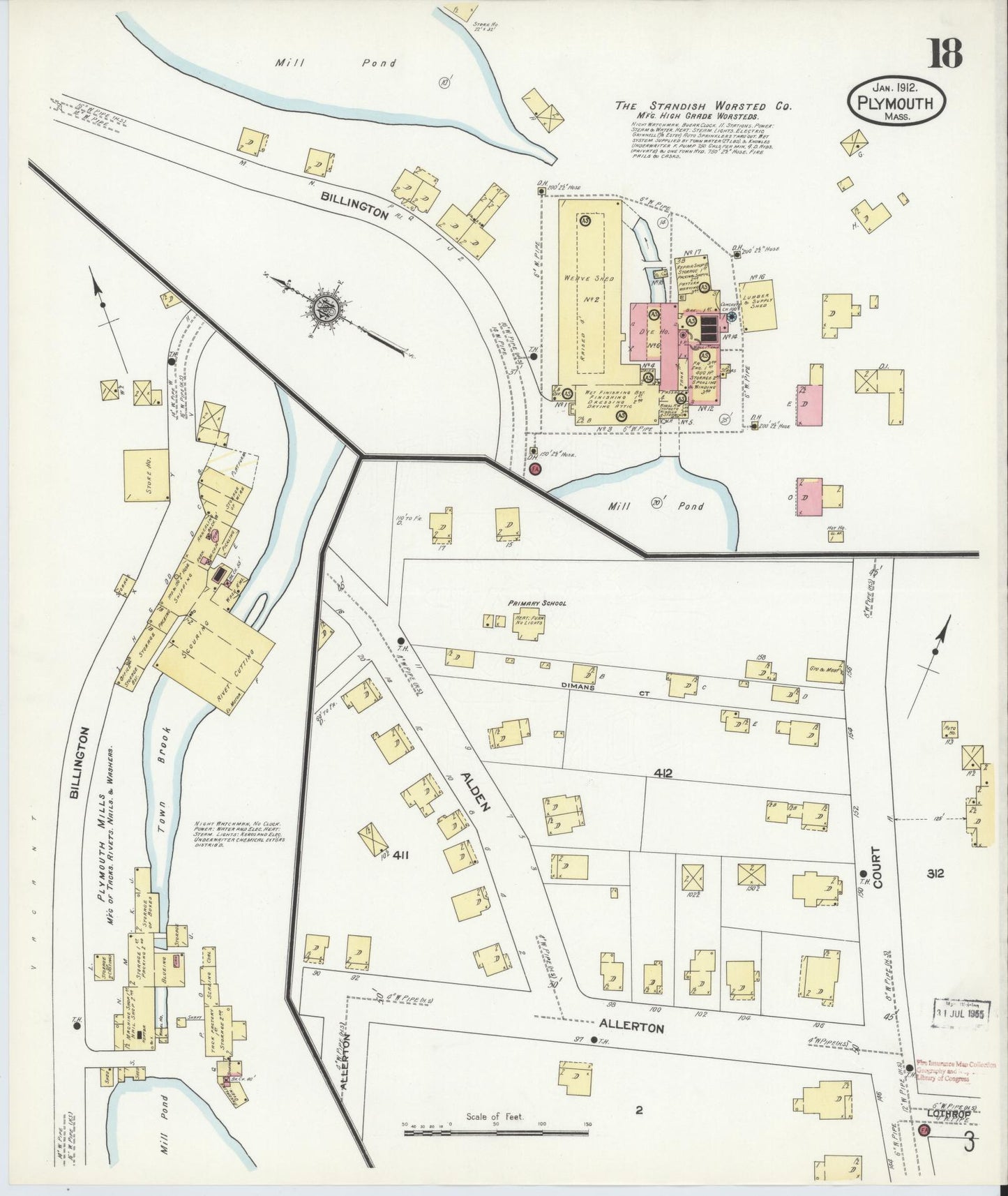 Sanborn Fire Insurance Map from Plymouth, Plymouth County, Massachusetts (1912), Sheet #0018 - Complete Map Set gallery image, historic Sanborn map, vintage wall art, Massachusetts Massachusetts
