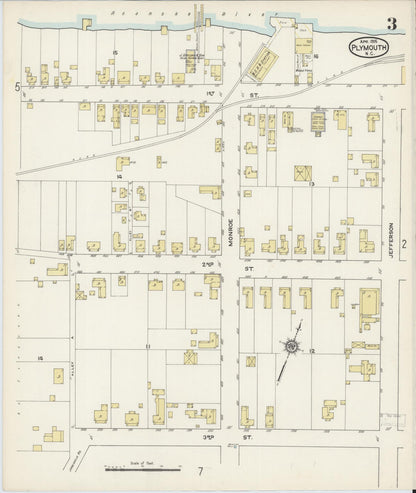Sanborn Fire Insurance Map from Plymouth, Washington County, North Carolina (1915), Sheet #0003 - Complete Map Set gallery image, historic Sanborn map, vintage wall art, North Carolina North Carolina