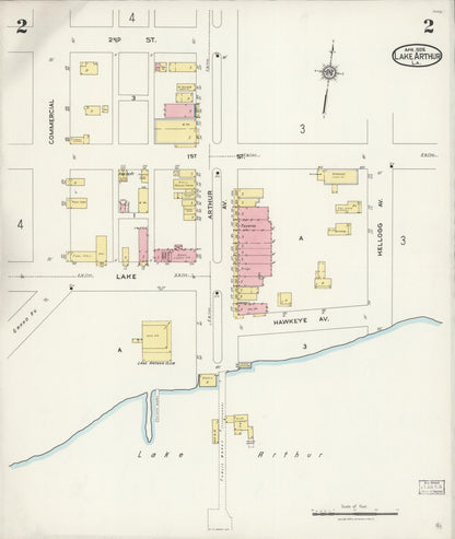 Sanborn Fire Insurance Map from Lake Arthur, Jefferson Davis Parish, Louisiana (1926), Sheet #0002 - Complete Map Set gallery image, historic Sanborn map, vintage wall art, Louisiana Louisiana
