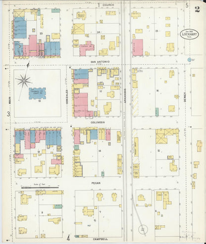 Sanborn Fire Insurance Map from Lockhart, Caldwell County, Texas (1903), Sheet #0002 - Complete Map Set gallery image, historic Sanborn map, vintage wall art, Texas Texas