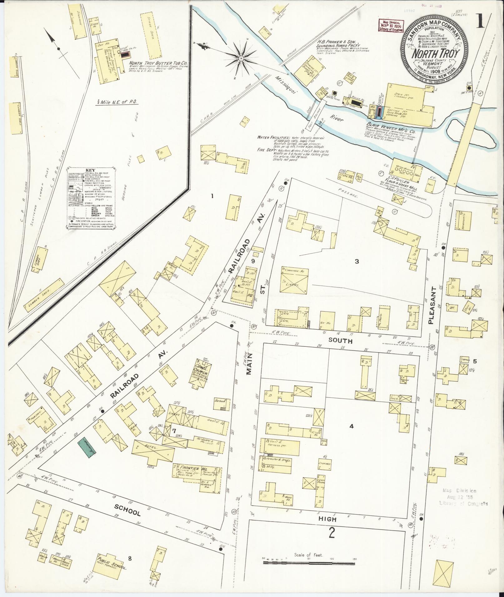 Sanborn Fire Insurance Map from North Troy, Orleans County, Vermont. (1909) – Historic Sanborn Fire Insurance Map Print