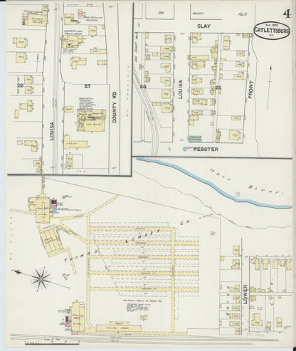 Sanborn Fire Insurance Map from Catlettsburg, Boyd County, Kentucky (1890), Sheet #0004 - Complete Map Set gallery image, historic Sanborn map, vintage wall art, Kentucky Kentucky