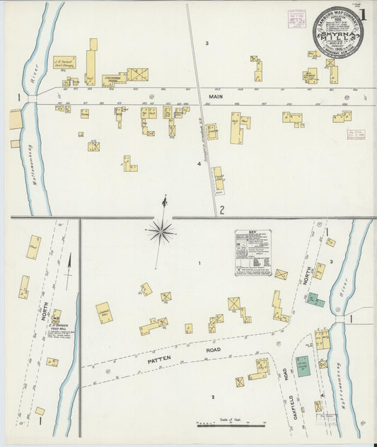 Sanborn Fire Insurance Map from Smyrna Mills, Aroostook County, Maine (1906), Sheet #0001 - Complete Map Set gallery image, historic Sanborn map, vintage wall art, Maine Maine