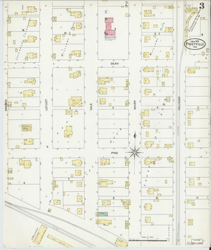 Sanborn Fire Insurance Map from Poseyville, Posey County, Indiana (1907), Sheet #0003 - Historic Sanborn Fire Insurance Map Print, vintage old map wall art, antique decor, genealogy gift, Indiana Indiana map