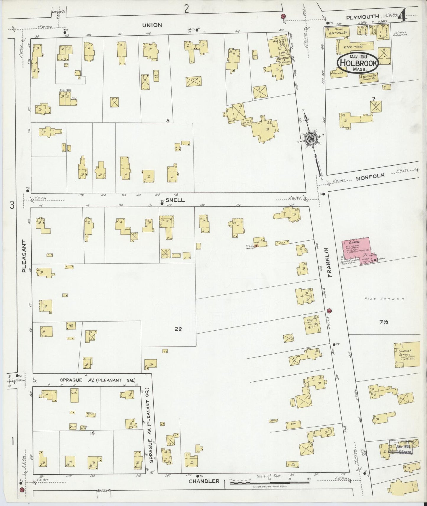 Sanborn Fire Insurance Map from Holbrook, Norfolk County, Massachusetts (1919), Sheet #0004 - Complete Map Set gallery image, historic Sanborn map, vintage wall art, Massachusetts Massachusetts
