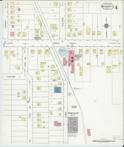 Sanborn Fire Insurance Map from Wadsworth, Medina County, Ohio (1923), Sheet #0004 - Complete Map Set gallery image, historic Sanborn map, vintage wall art, Ohio Ohio