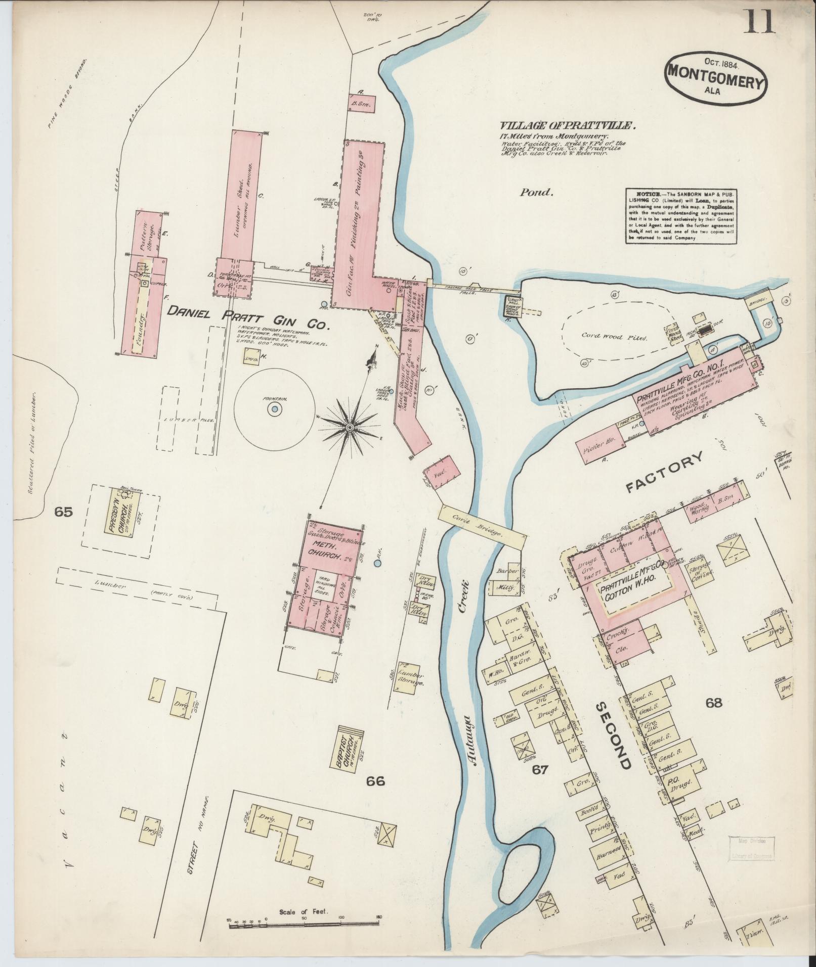 Sanborn Fire Insurance Map from Montgomery, Montgomery County, Alabama (1884), Sheet #0011 - Complete Map Set gallery image, historic Sanborn map, vintage wall art, Alabama Alabama