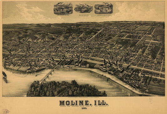 Moline, Ill. 1889. (1889) – Historic Bird’s-Eye View Panorama Print
