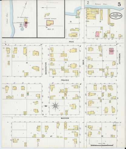 Sanborn Fire Insurance Map from Stoughton, Dane County, Wisconsin (1898), Sheet #0005 - Complete Map Set gallery image, historic Sanborn map, vintage wall art, Wisconsin Wisconsin