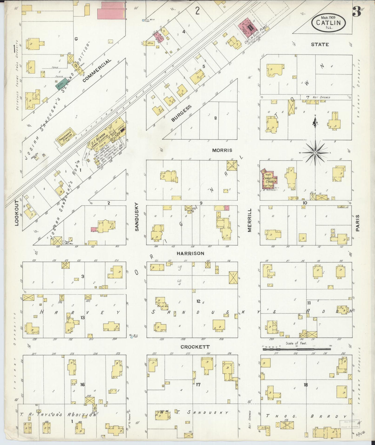 Sanborn Fire Insurance Map from Catlin, Vermilion County, Illinois (1909), Sheet #0003 - Complete Map Set gallery image, historic Sanborn map, vintage wall art, Illinois Illinois