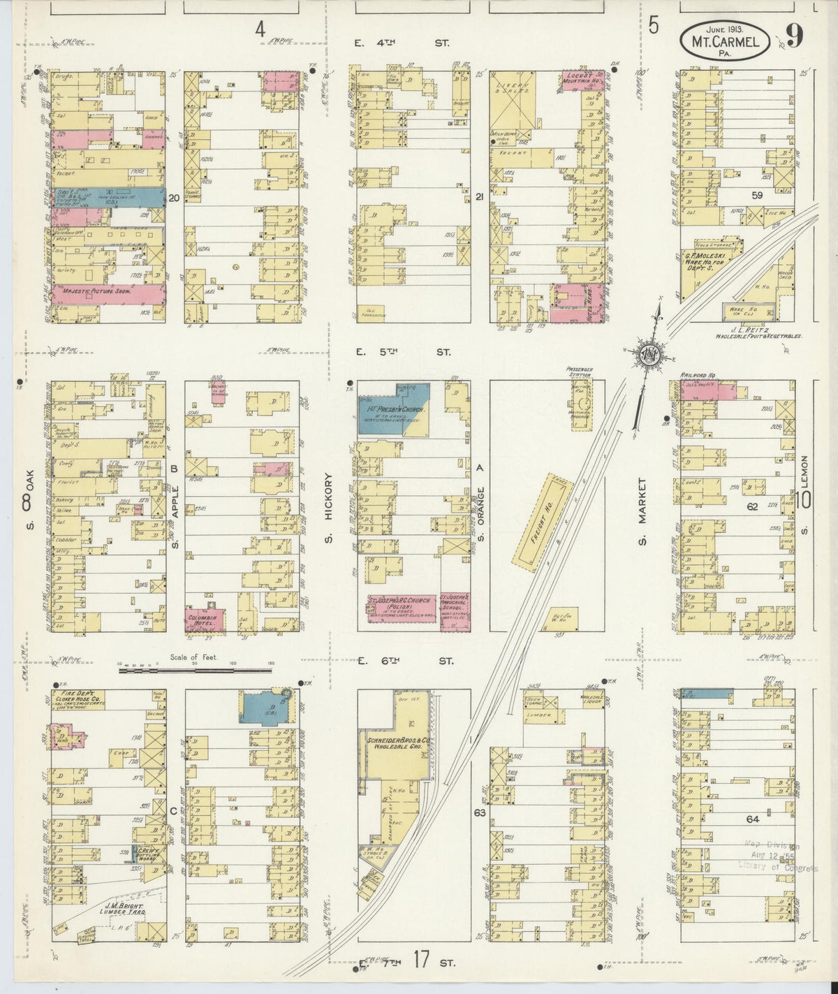Sanborn Fire Insurance Map from Mount Carmel, Northumberland County, Pennsylvania (1913), Sheet #0009 - Complete Map Set gallery image, historic Sanborn map, vintage wall art, Pennsylvania Pennsylvania