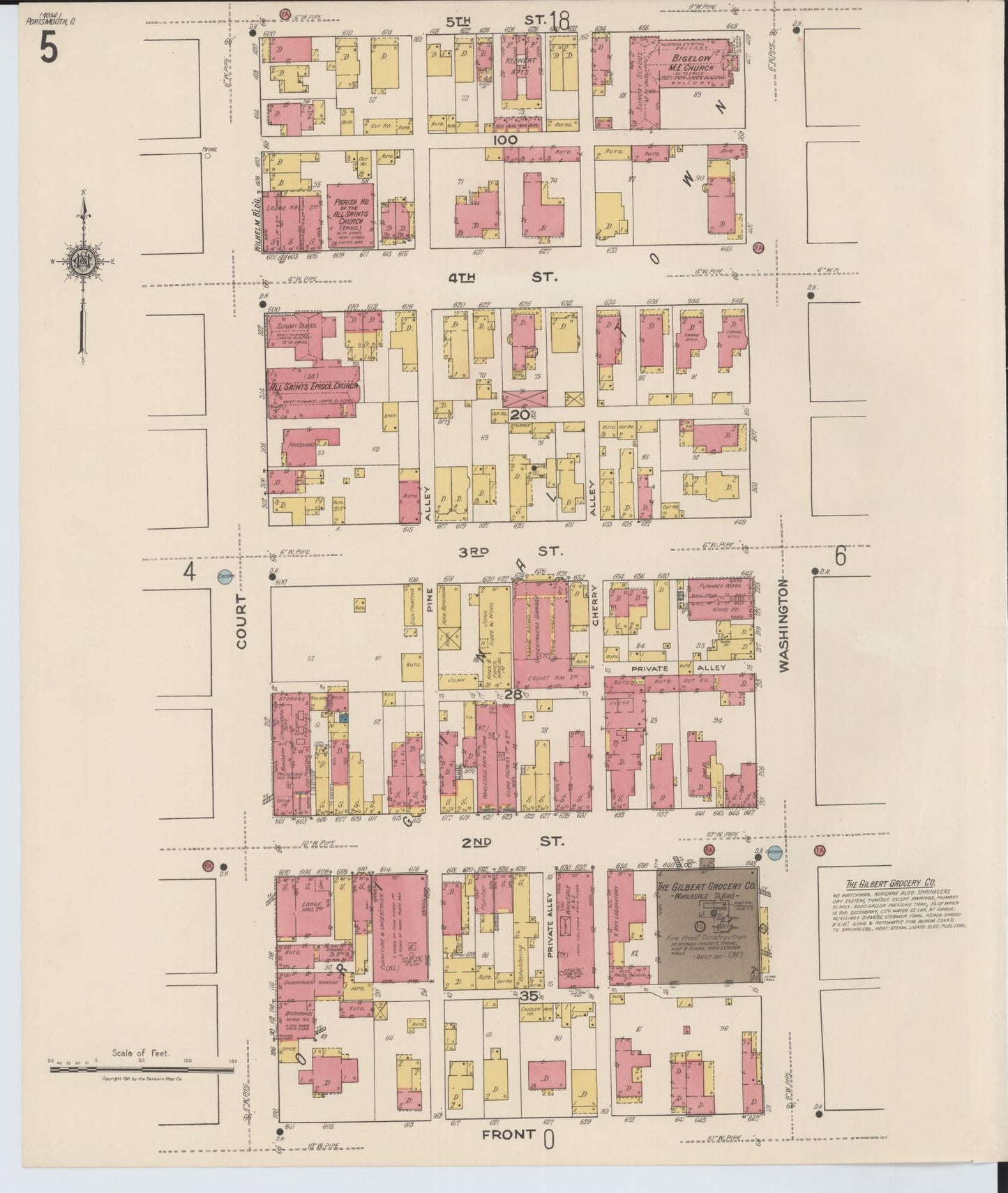 Sanborn Fire Insurance Map from Portsmouth, Scioto County, Ohio (1921), Sheet #0005 - Complete Map Set gallery image, historic Sanborn map, vintage wall art, Ohio Ohio