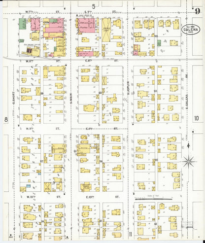Sanborn Fire Insurance Map from Galena, Cherokee County, Kansas (1900), Sheet #0009 - Complete Map Set gallery image, historic Sanborn map, vintage wall art, Kansas Kansas