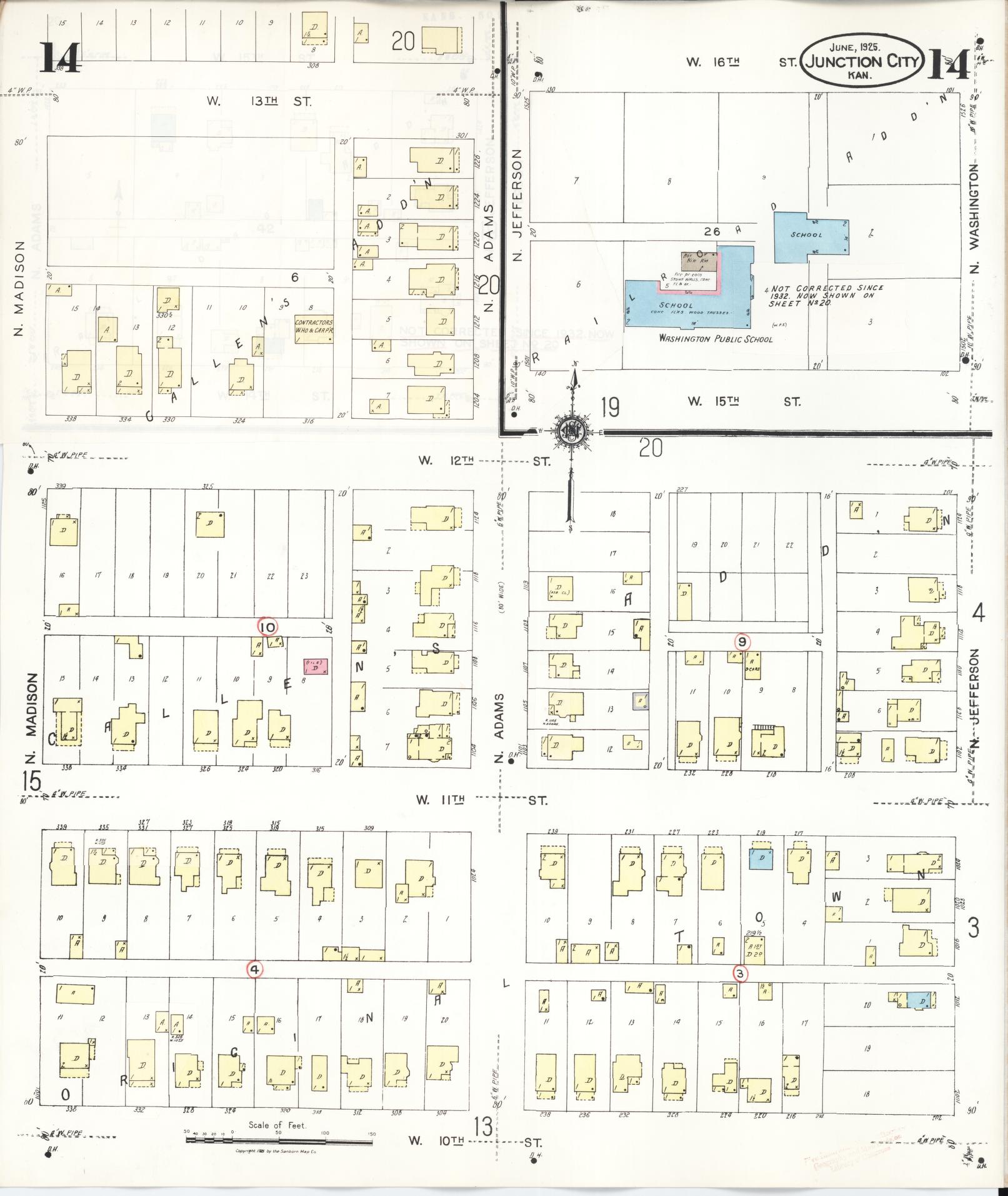 Sanborn Fire Insurance Map from Junction City, Geary County, Kansas (1947), Sheet #0014 - Complete Map Set gallery image, historic Sanborn map, vintage wall art, Kansas Kansas