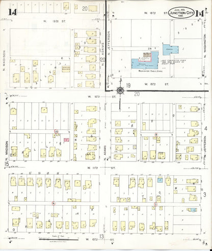 Sanborn Fire Insurance Map from Junction City, Geary County, Kansas (1947), Sheet #0014 - Complete Map Set gallery image, historic Sanborn map, vintage wall art, Kansas Kansas