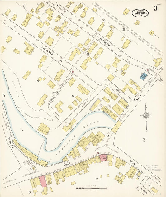Sanborn Fire Insurance Map from Hardwick, Caledonia County, Vermont (1922), Sheet #0003 - Historic Sanborn Fire Insurance Map Print, vintage old map wall art, antique decor, genealogy gift, Vermont Vermont map