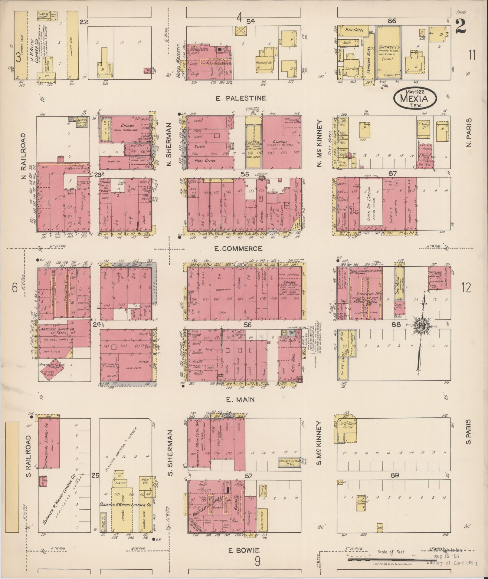 Sanborn Fire Insurance Map from Mexia, Limestone County, Texas (1922), Sheet #0002 - Historic Sanborn Fire Insurance Map Print, vintage old map wall art, antique decor, genealogy gift, Texas Texas map