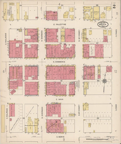 Sanborn Fire Insurance Map from Mexia, Limestone County, Texas (1922), Sheet #0002 - Historic Sanborn Fire Insurance Map Print, vintage old map wall art, antique decor, genealogy gift, Texas Texas map