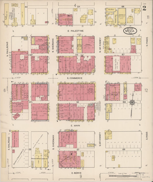 Sanborn Fire Insurance Map from Mexia, Limestone County, Texas (1922), Sheet #0002 - Historic Sanborn Fire Insurance Map Print, vintage old map wall art, antique decor, genealogy gift, Texas Texas map