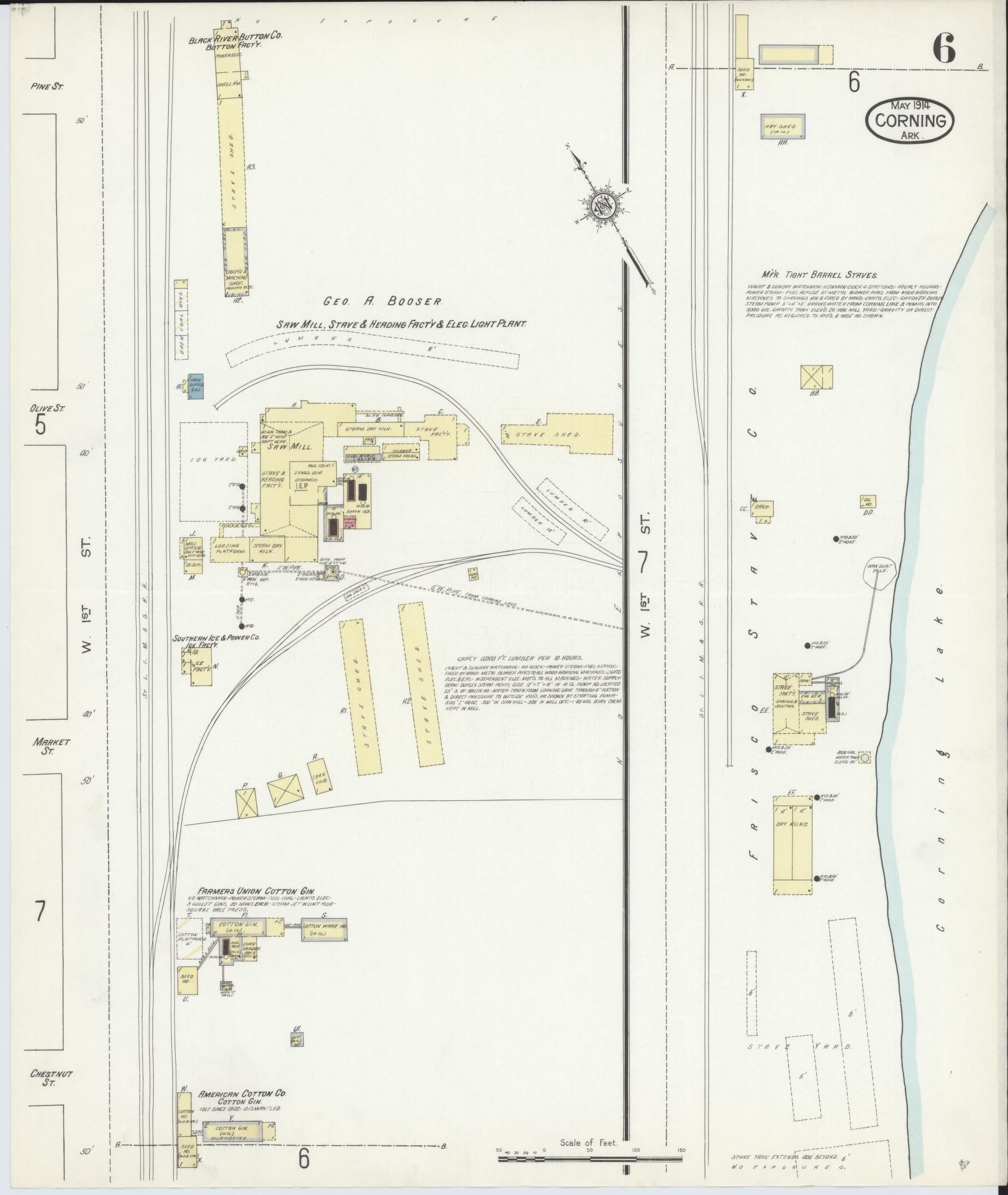 Sanborn Fire Insurance Map from Corning, Clay County, Arkansas (1914), Sheet #0006 - Complete Map Set gallery image, historic Sanborn map, vintage wall art, Arkansas Arkansas